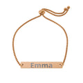 Personalized Bar Bracelet — Engraved Stainless Steel, Adjustable