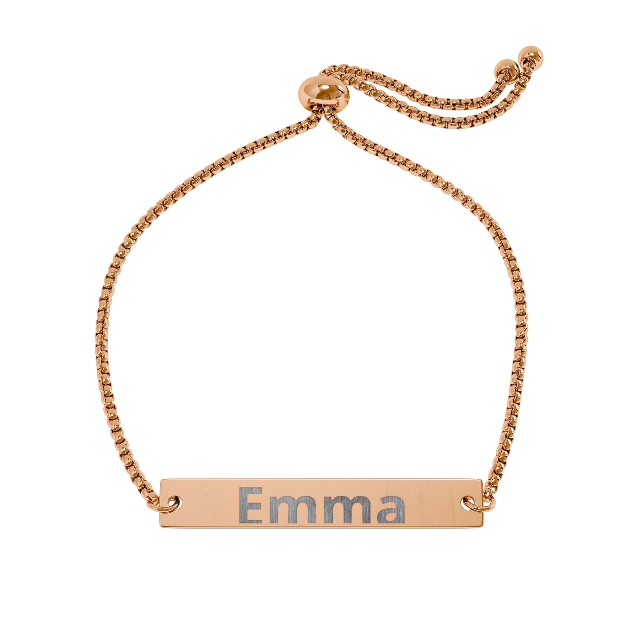 Personalized Bar Bracelet — Engraved Stainless Steel, Adjustable
