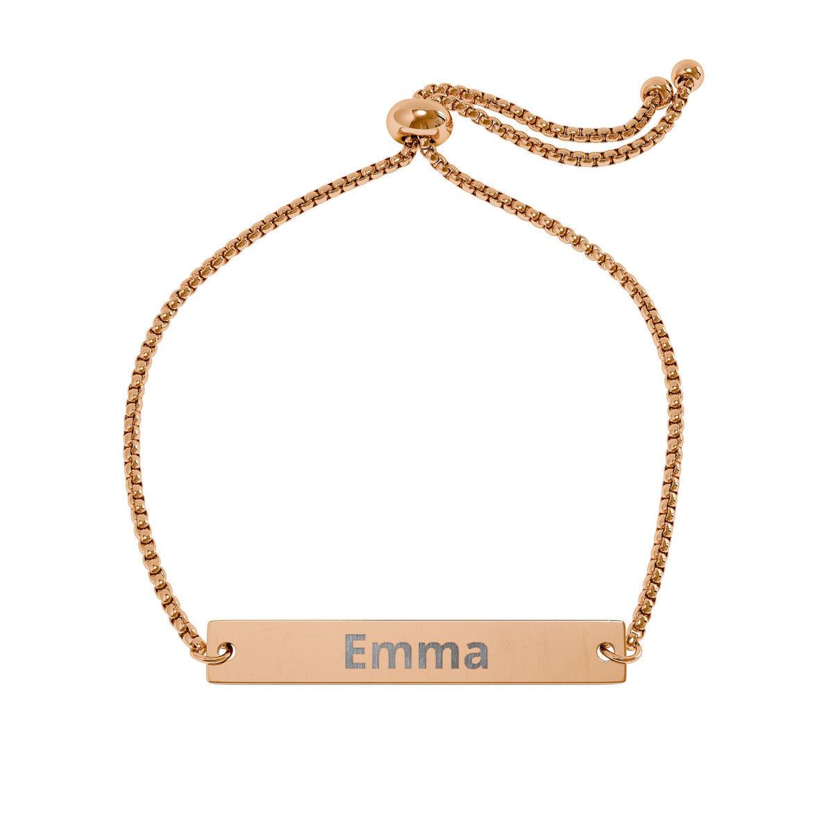 Personalized Bar Bracelet — Engraved Stainless Steel, Adjustable
