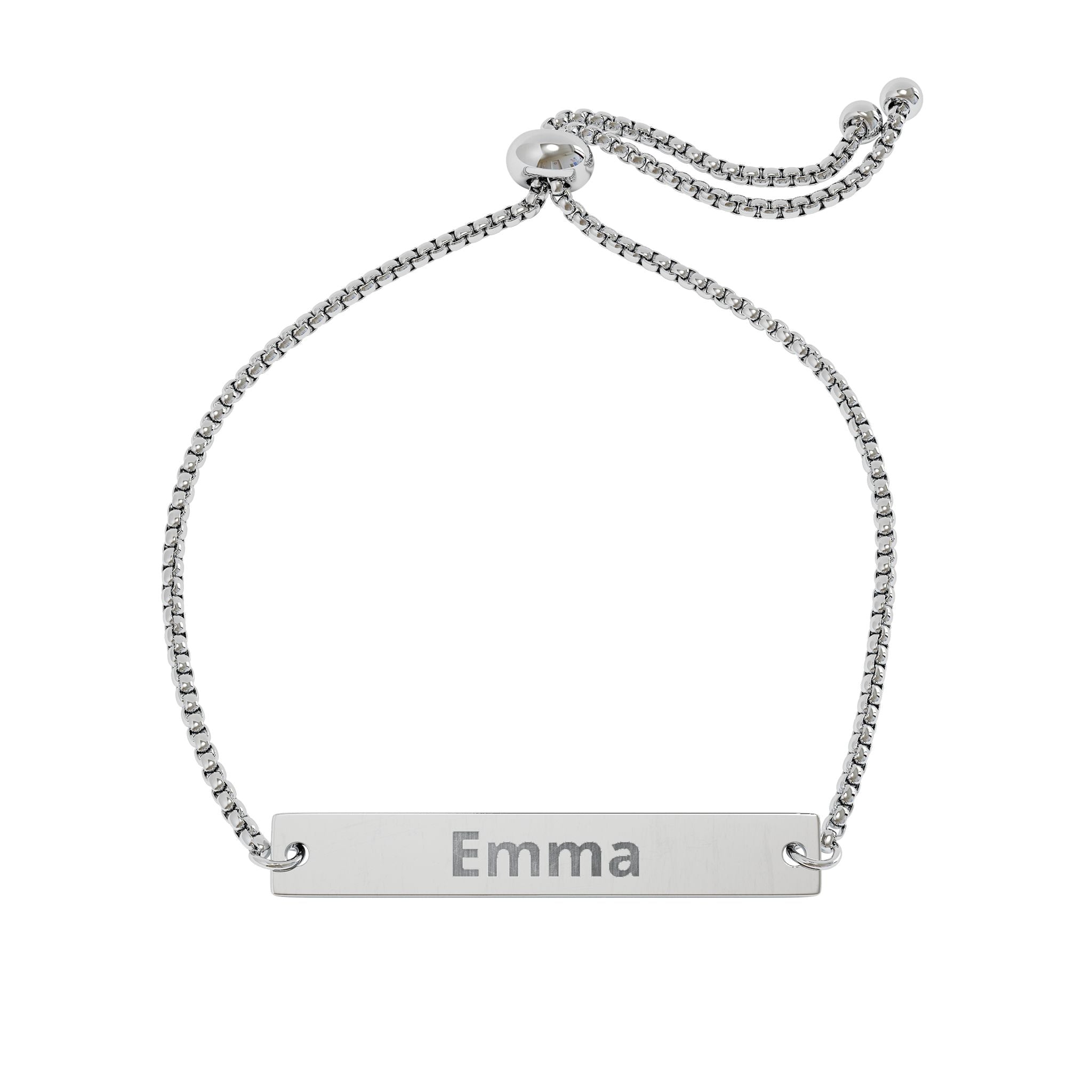 Personalized Bar Bracelet — Engraved Stainless Steel, Adjustable